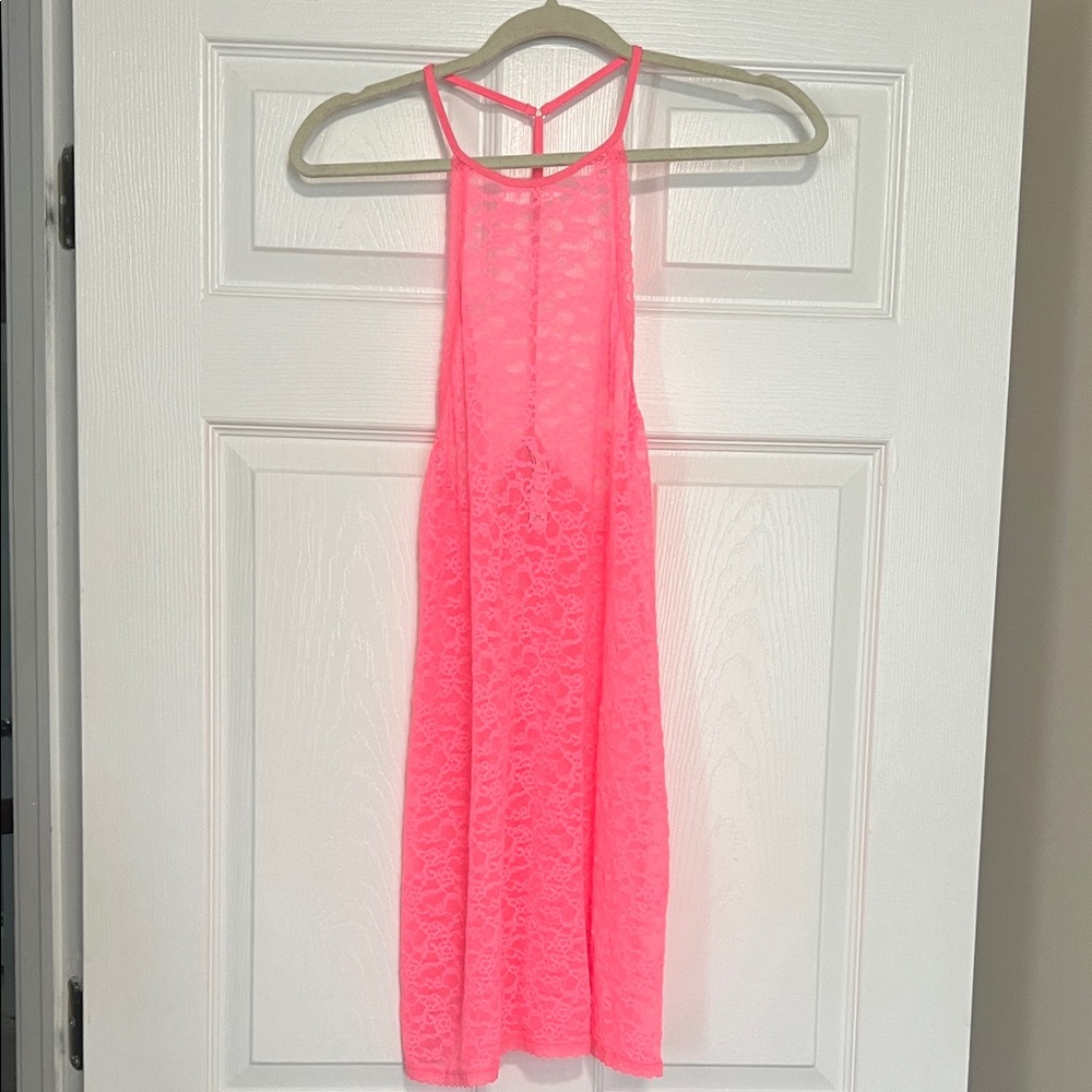 Victoria's Secret Bright Pink Lace Halter chemise